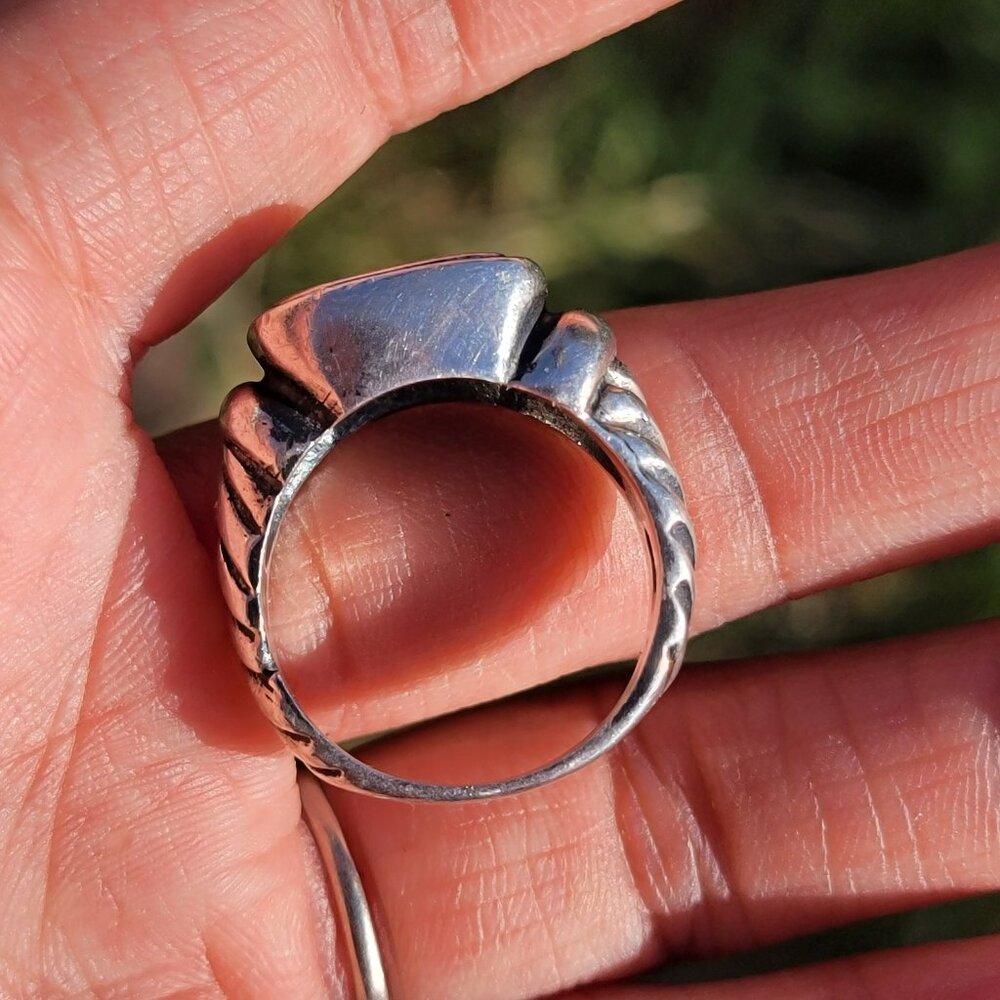 Heavy solid 925 sterling silver vintage engraved monogram ring - Picture 3 of 16